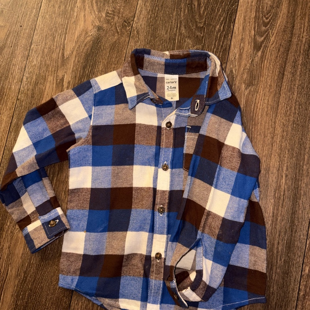 Carter's Kids Plaid Shirt in Blue and Brown